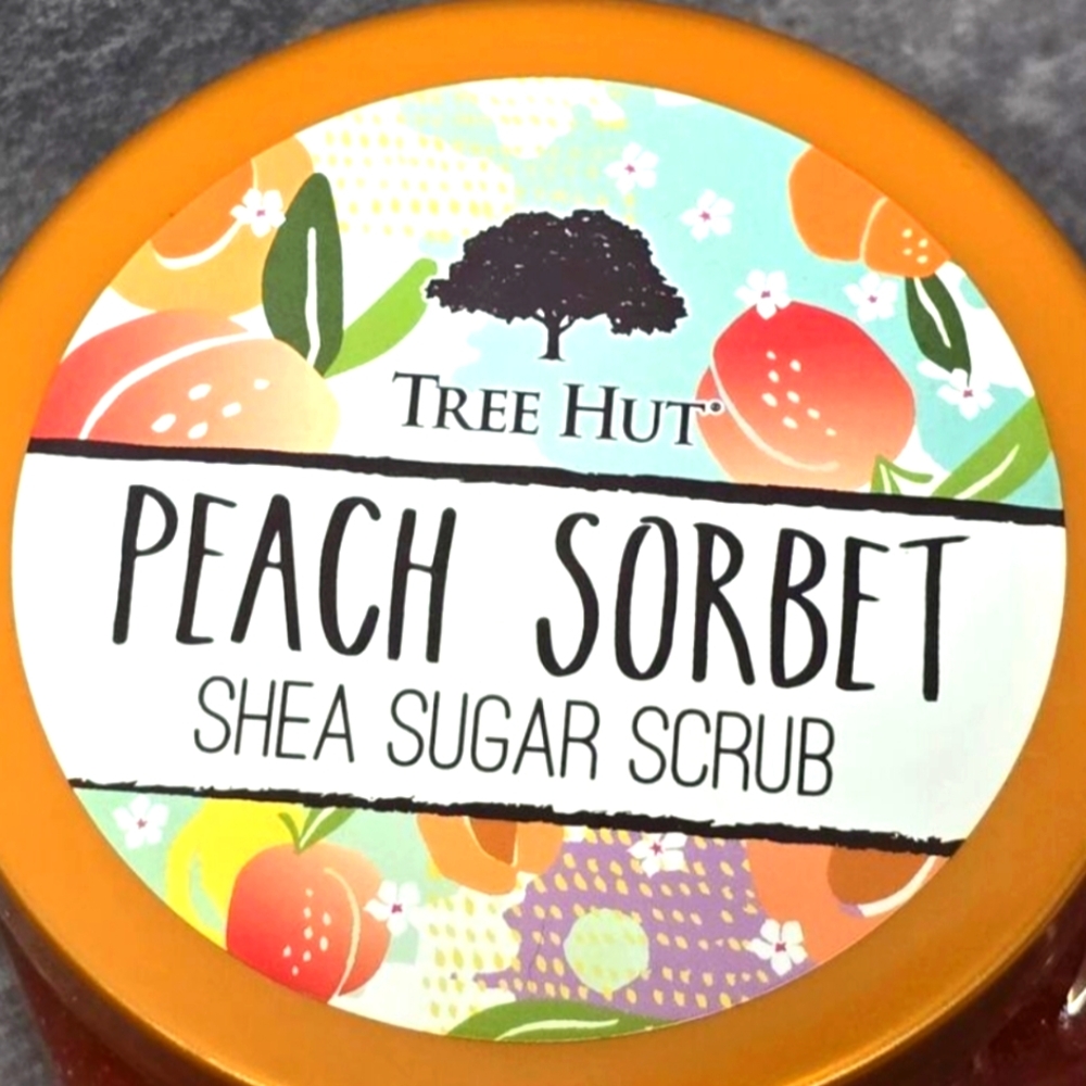 TREE HUT Peach Sorbet Shea Sugar Scrub 18 oz | Exfoliating Body Care NWT
